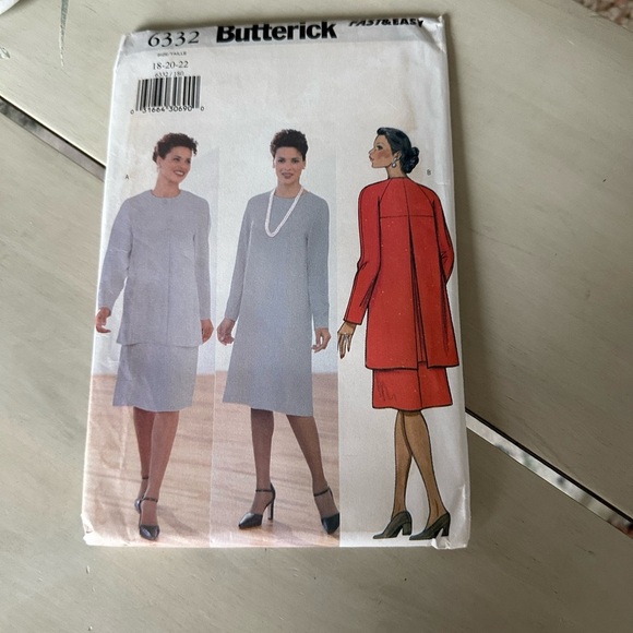 Vintage Butterick 6332 Office Fast Easy Dress & Jacket Sewing Pattern 18, 20, 22 - Picture 5 of 5
